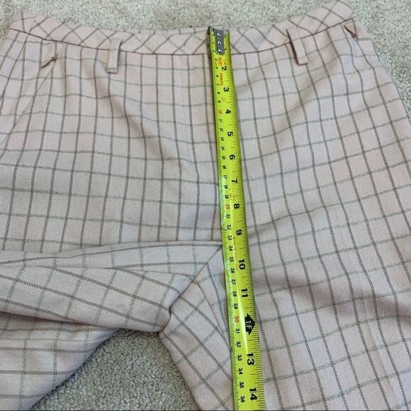 Akris flamingo pink wool plaid check Farrah trouser pants size 6 - Picture 10 of 13